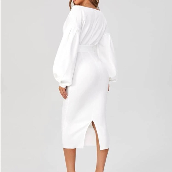 Off the Shoulder Sweater Wrap Midi Dress - Picture 5 of 5